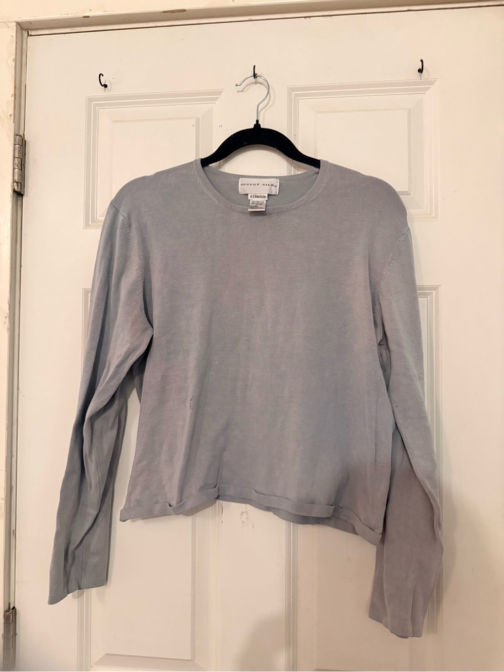 August Silk Crewneck Long-Sleeve Top